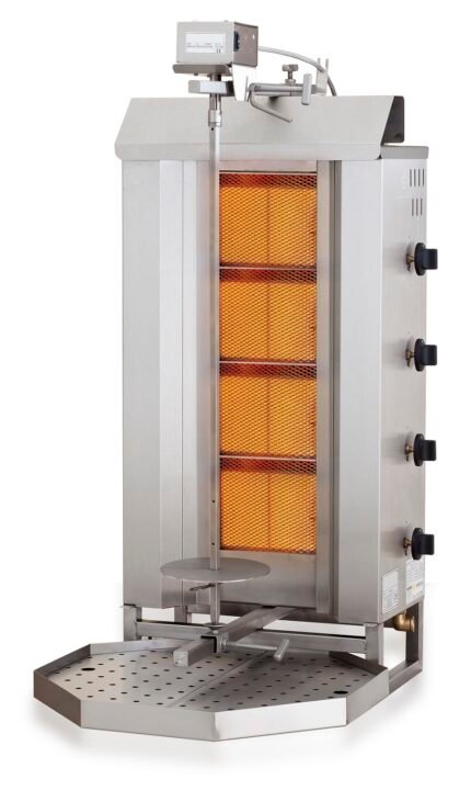 GYROS GRILL DE GAZ MOTEUR AU-DESSUS 4 ZONES DE CHAUFFAGE