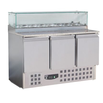 TABLE PRÉP POUR PIZZA AVEC VERRE 3 PORTES