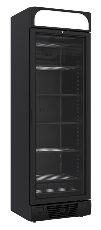 CONGÉLATEUR 1 PORTE EN VERRE NOIR 382L