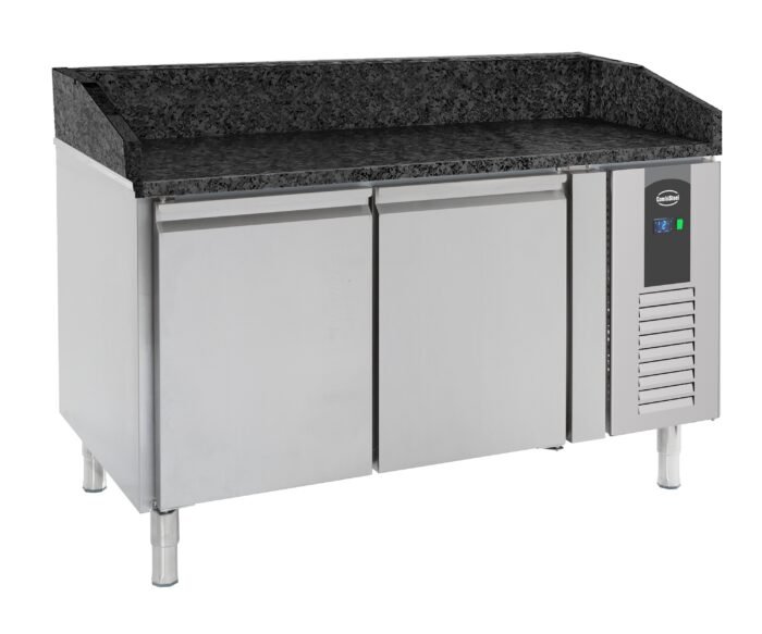 TABLE PRÉP POUR PIZZA 2 PORTES GRANIT NOIR – Image 1