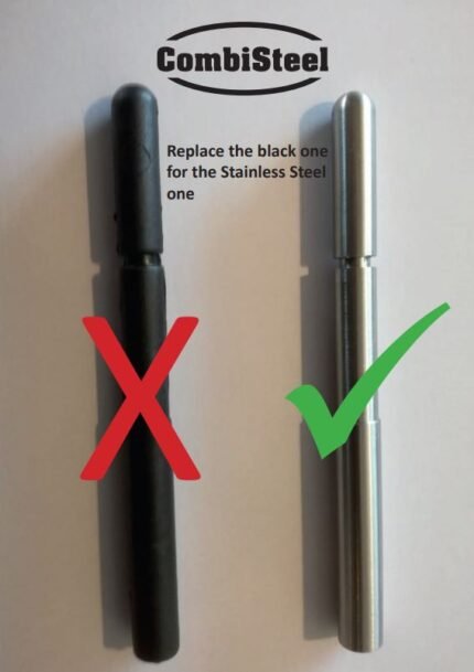 BARRE DE PRESSION EN INOX RELATIVE AUX VERROUILLAGE DES CHAMBRES FROIDES POSITIF / NEGATIF LORS DU MONTAGE, TIGE NOIR PLASTIQUE REMPLACANT POUR CELLE EN ACIER INOXYDABLE.
