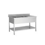 THSTR147BL2 - Plonge en inox - 2 Bac - égouttoir à droite , 1400 x 700 x850+100 mm