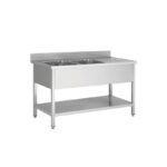 THSTR186BL2 - Plonge en inox - 2 Bacs - égouttoir à droite , 1800 x 600 x850 mm