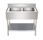 THSTR146BM2 - Plonge en inox - 2 Bacs sans égouttoir , 1400 x 600 x850 mm – Image 2