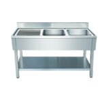 THSTR147BR2 - Plonge en inox - 2 Bac - égouttoir à gauche , 1400 x 700 x850+100 mm – Image 2