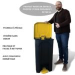 Poubelle Olaf - 100 l - Couvercle jaune - Pour cuisine et bureau - Système de tri sélectif des déchets - Avec mécanisme Step-On – Image 2