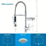 Robinet de Cuisine en Laiton Chromé Moderne - Montage à Simple Trou Pivotant 360° avec Pulvérisateur Extractible, Noyau de Valve et Raccords G3/8 (Inclus Matériel), Finition Métallique Brillante pour Évier Culinnaire – Image 3