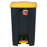 Poubelle Olaf - 100 l - Couvercle jaune - Pour cuisine et bureau - Système de tri sélectif des déchets - Avec mécanisme Step-On